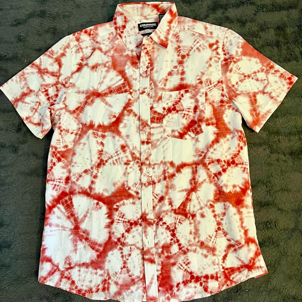 Courage brand tie-dye pattern button down shirt